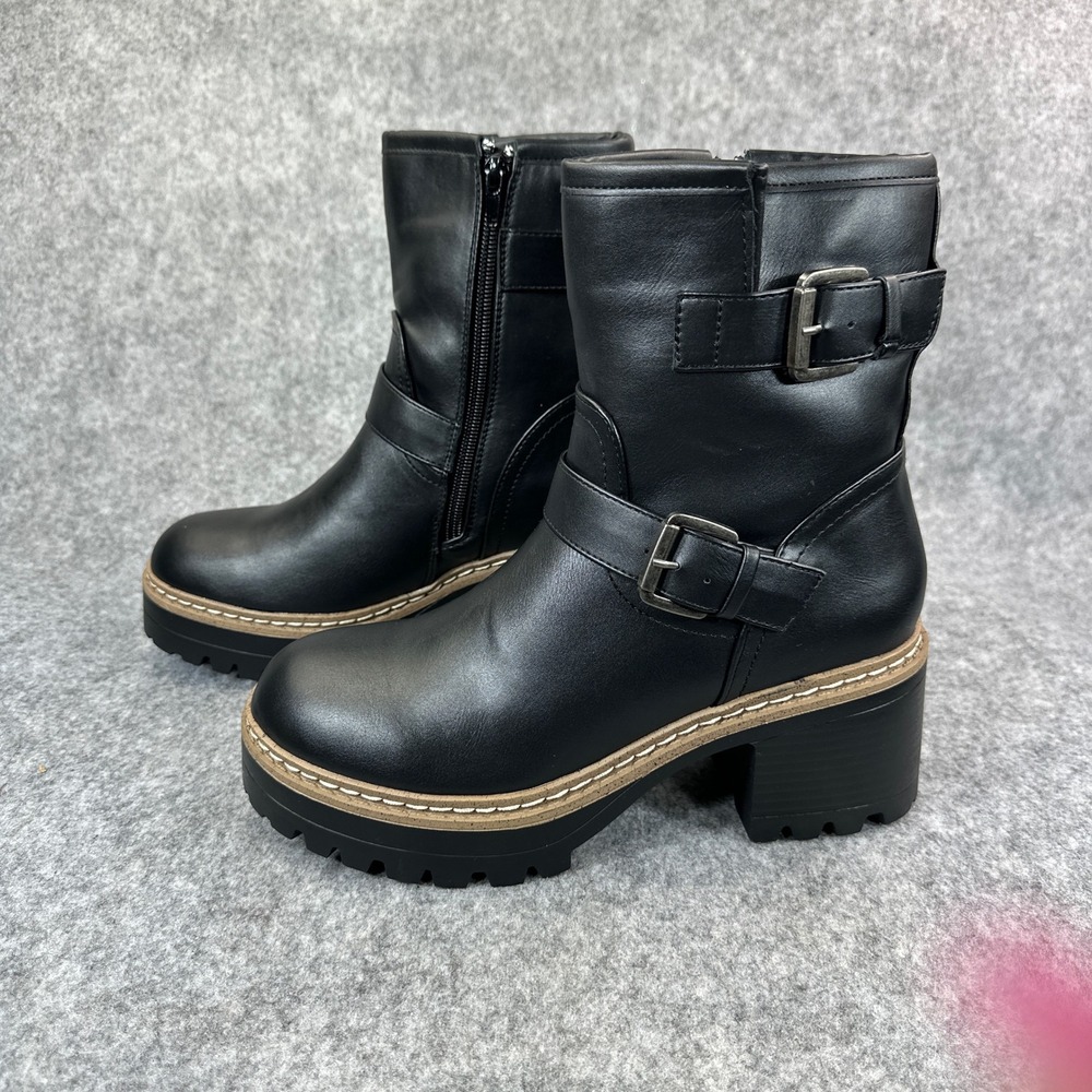 Sincerely Jules Marise Black Moto Boots Womens 8 Platform Lug Sole - Picture 3 of 14
